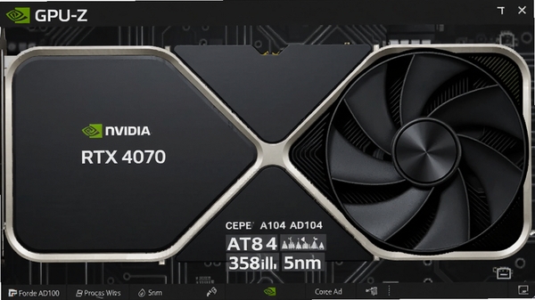 GPU-Z����������д����ʾNVIDIA GeForce RTX 4070�Կ��ĺ��Ĵ���AD104���Ƴ̹���5nm�����������358�ڵ���ϸ������������Ϊ��͸���ĵ�·��������������Ӳ������