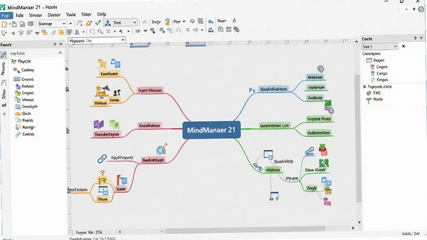 MindManager 21 ������Ԥ��ͼ��չʾ˼ά��ͼ�༭���棬�����������⡢��֧��ͼ�ꡢ���ӵ�Ԫ�أ����������ִ���ɫ�����죬����Ϊǳ��ɫ�����������沼���������˵�������������������ͱ༭����η����������������������ͼ���ϸ�ڷḻ���ʺ���Ϊ����������ͼ