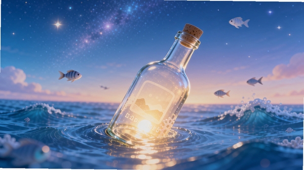 СȦƯ��ƿ������չʾ������������һ��Ư������ɫ�����ϵĲ���ƿ��ƿ��ɢ����ů��â�������ǽ����ǿ��뺣�ˣ�����������������ͻ���罻����������ķ�Χ������ϸ�ڷḻ��ɫ����ͣ��ʺ�Ӧ���̵�Ԥ��ͼ���