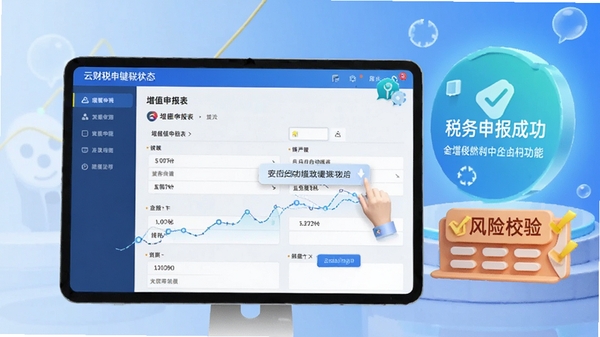 �Ʋ�˰һ����˰���ܽ��棬չʾ��ֵ˰�걨����дҳ�棬���������Զ������ʾ�ͷ���У����������Ϊ˰���걨�ɹ�״̬