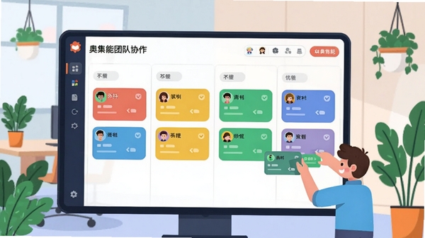 �¼����Ŷ�Э���������ʾ��ͼ����Ļ���Ƿ��е����񿴰壬��ͬ��ɫ�Ŀ�Ƭ������ͬ���ȼ����п�ͨͷ����û�������ק����Ƭ�����������ɵ��ִ��칫��һ�ǣ���ֲ��׺������ƽ����ɫ������
