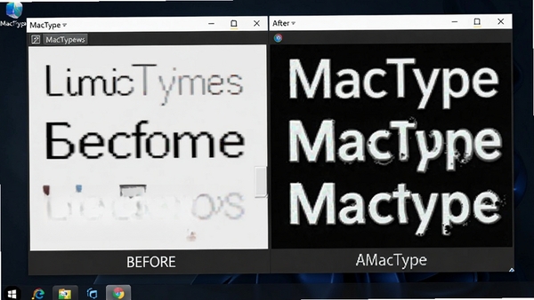 MacType����������Ԥ��ͼ��չʾ������Ⱦǰ��ĶԱ�Ч�������ΪĬ��Windows������ʾ���Ҳ�ΪMacType��Ⱦ���Ч��������Ϊ������ɫ���棬ͻ������ϸ�ڵĲ���