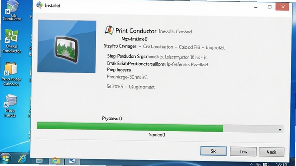 Print Conductor安装向导截图,安装进度条正在运行,背景为Windows系统桌面,界面清晰展示安装步骤,图片比例为16:10,风格为写实的电脑屏幕截图,突出安装过程的直观性