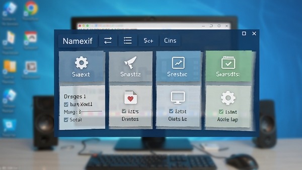 Namexif�������ͼ��չʾ��������ɫ�������빦��ͼ�겼�֣�����Ϊ�黯�ĵ������棬������ɾ����䣬ͻ�������Ĳ�����������ģ�飬����������ɫ������