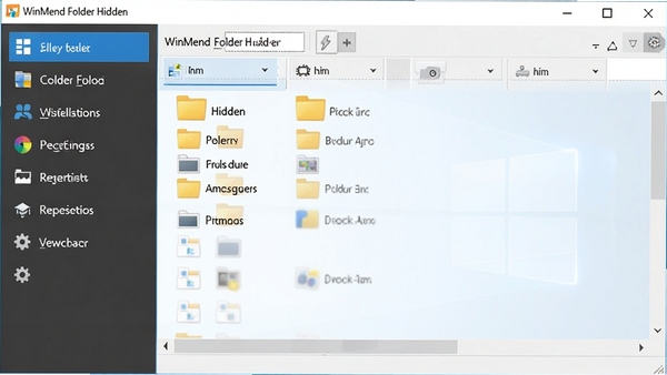 WinMend Folder Hidden 主界面预览图,一款简洁的Windows桌面软件界面,左侧功能导航,右侧显示隐藏文件夹列表,背景为清爽的蓝色调,整体风格现代专业