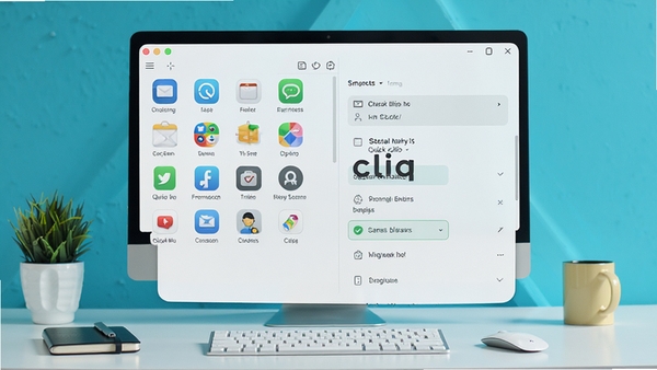 quick cliq 软件主界面预览图,展示其悬浮快捷面板与自定义指令列表,背景为简洁的现代办公桌面,图标排列整齐,色调明快,整体风格干净专业,画面细节丰富,突出软件的高效与便捷特性
