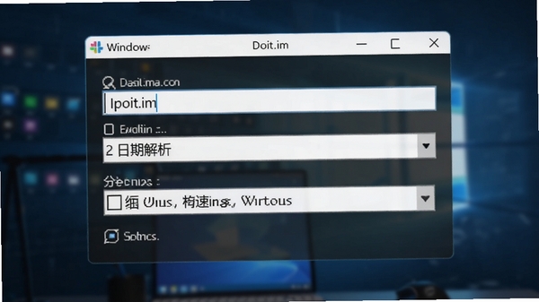 Doit.im for Windows 快速录入窗口演示,显示输入框、日期解析结果和分类选项,背景虚化,突出软件界面