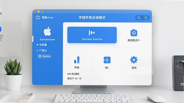 迅捷苹果录屏精灵主界面,展示软件全貌,背景为简洁的桌面环境,界面布局清晰,功能按钮醒目,整体色调以蓝白为主,体现专业与高效