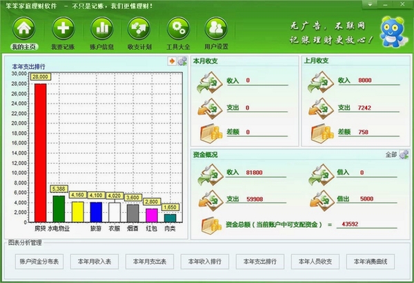 笨笨家庭记账本运行截图
