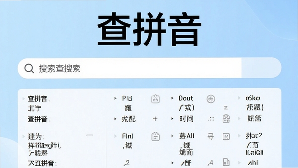 查拼音软件主界面截图,展示简洁的搜索框和清晰的拼音结果显示区域,背景为干净的浅蓝色渐变,整体风格现代且专业,界面元素布局合理,突出软件名称“查拼音”。