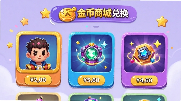 识可软件金币商城兑换界面,展示头像框和特效道具,色彩鲜艳,卡片式设计,背景为淡紫色,商品有价格标签,界面活泼