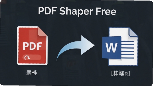 PDF Shaper Free转换功能示意图,展示PDF文件与Word文件之间的相互转换,画面简洁明了,突出转换的流畅与准确