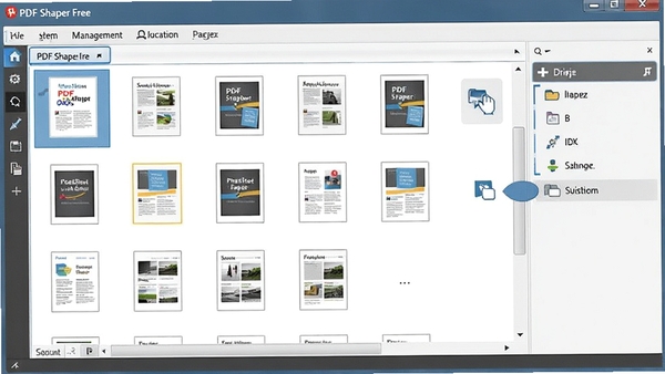 PDF Shaper Free页面管理操作界面,显示页面缩略图及拖拽调整顺序的场景,界面清晰直观