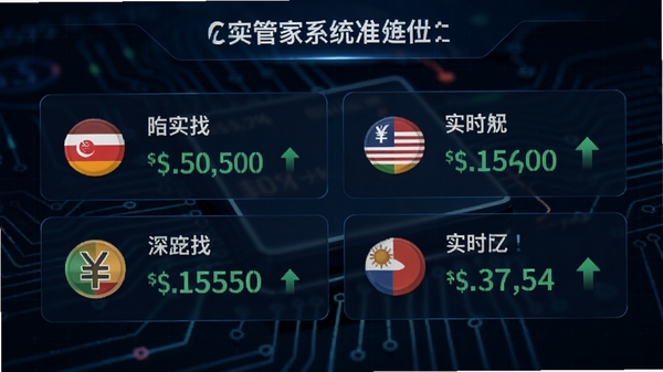 汇率小管家系统实时汇率监控功能截图,显示不同国家货币图标和实时汇率数字,背景为深色金融科技风格,突出数据更新速度与准确性。