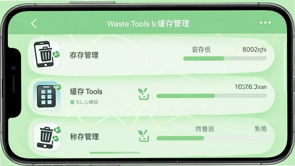 Waste Tools����������棬�ֻ���ĻչʾӦ���б��ͻ����С������������Ϊ��ˬ��ǳ��ɫ��ͼ������ֻ�������Ͱ��ϣ�ͻ���������ܣ���������������