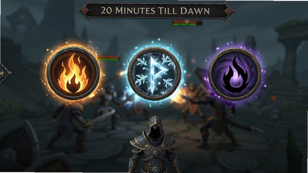 20 Minutes Till Dawn ��ɫ����ѡ���ܽ��棬��Ļ������ʾ������������ط���ͼ�꣬�ֱ�������桢�����Ͱ�Ӱħ������ɫվ���·���������ģ����ս��������UI��Ƽ���Ҵ�������ѧ��񣬸�����ʾ����ͼ��ϸ�ڣ�ɫ�ʶԱ�ǿ�ң���Ϸʵ��������