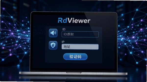 RdViewerԶ�̿������ӷ�ʽʾ��ͼ������չʾ�ʼǱ�������Ļ���ж������ѡ��ͼ�꣬����ID�����IP��ַ������֤�밴ť������Ϊ������������������Ƽ���ǿ��ͬʱ��עRdViewer����