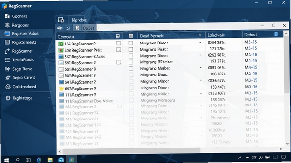 RegScanner主界面预览图,一款运行在Windows桌面上的注册表扫描工具,界面清晰展示扫描结果列表,左侧为功能导航,右侧为详细的键值数据,背景为简洁的深蓝色系统风格,整体画面专业且有序