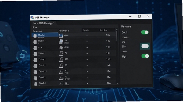 USB Manager ��������Ԥ��ͼ��չʾ�������е��豸�б���Ȩ�޿��أ�����Ϊ��������ɫ�Ƽ�������