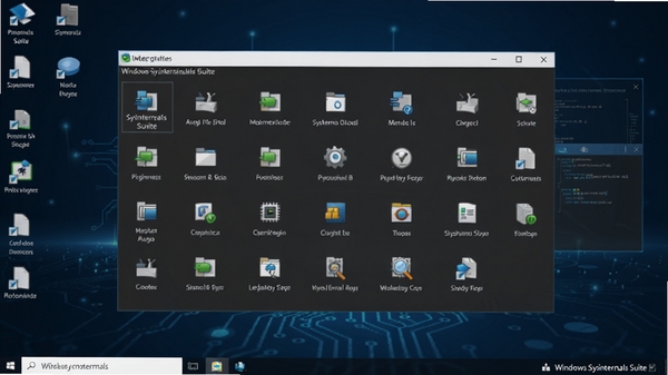 Windows Sysinternals Suite ���߼��������Ԥ��ͼ����������չʾһ�����ɶ���ϵͳ��Ϲ��ߵĹ�����壬����Ϊ����ɫ�Ƽ������棬ͻ��������רҵ�Ժ�ȫ����