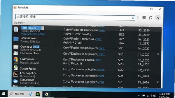 火速桌面搜索主界面预览图,一款运行在Windows桌面上的软件截图,界面简洁清晰,顶部为搜索输入框,下方列表展示搜索结果,包含文件名、所在路径、文件大小、修改日期等详细信息,背景为淡蓝色调,整体风格清爽专业