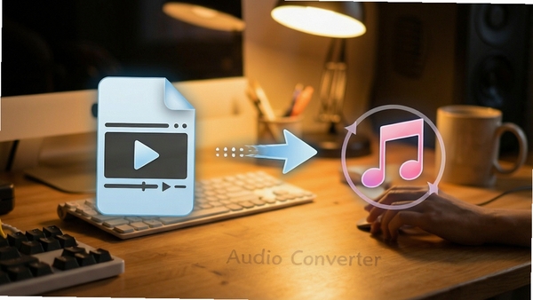 Free Audio Converter ��Ƶת��Ƶ����ʾ�⣬չʾ��Ƶ�ļ�ͼ�������ַ���֮��ת�����Ӿ�Ԫ�أ�����Ϊůɫ������̨������ǿ�����������