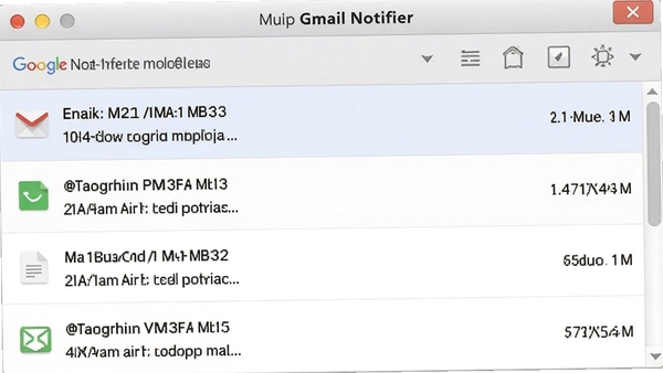 Google Gmail Notifier 的多账户管理界面截图,界面中列出多个邮箱账户,每个账户后面显示未读邮件数量,设计风格简洁直观,背景为浅灰色,突出软件的多账户管理功能