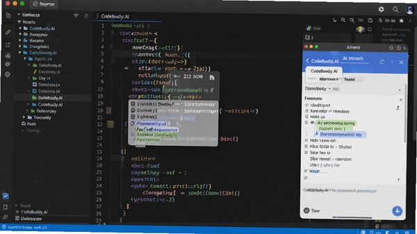 CodeBuddy.AI智能编程助手主界面预览图,展示代码编辑器内嵌AI对话面板与代码补全提示,界面简洁现代,背景为深色代码编辑器主题,左侧为文件树,右侧为AI交互区域,整体画面专业且富有科技感