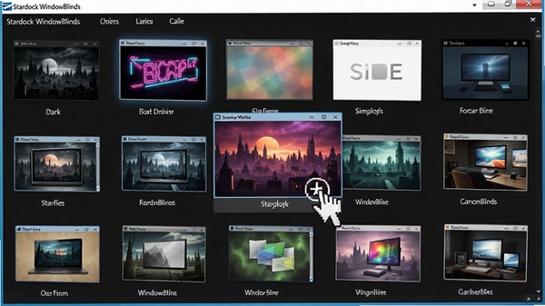 Stardock WindowBlinds�������棬չʾ��ͬ���Ĵ�����������ͼ���������ڷ���޺��񡢼�Լ��ɫ���ȣ�����������񲼾֣������ͣ��һ�������ϣ�����ɫ�ʷḻ��ϸ�������ɼ�