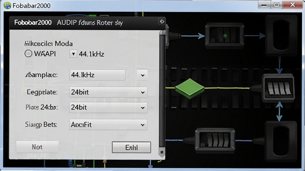 Foobar2000 ����豸������壬��ʾ WASAPI ��ռģʽѡ������� 44.1kHz �� 24bit λ�����������Ϊ��Ƶ·��ʾ��ͼ