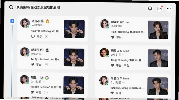 QQ�������Ƕ�̬׷�ٹ��ܽ���ʾ��ͼ��չʾ��λ���ǵĶ�̬ʱ�����б���ÿ����̬��������ʱ�䡢��Դƽ̨ͼ�������ͼ��������ÿ�Ƭʽ���֣���Ϣ�����׶�