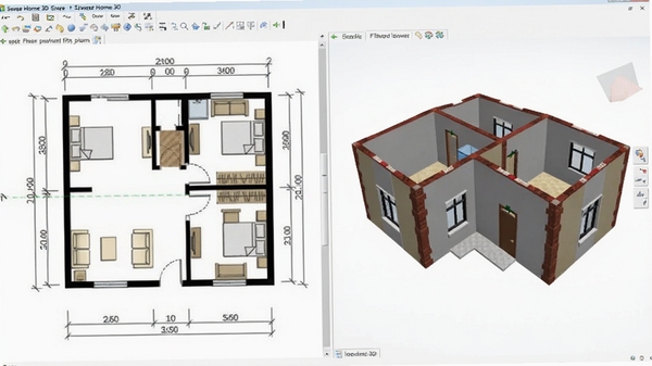 Sweet Home 3D�������û����ڻ��Ʒ���ƽ��ͼ������Ǵ��ߴ��ע��2Dͼֽ���Ҳ�ʵʱ��ʾ��Ӧ��3D����ģ�ͣ�ǽ�塢�Ŵ������ɼ��������������ɾ�