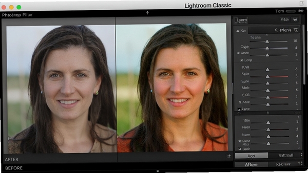 Adobe Photoshop Lightroom Classic �޸���Ƭģ��������棬չʾ����ǰ��ĶԱ�Ч�����Ҳ������ʾ���໬�飬ͼ��ɫ�����ޣ�ϸ�ڷḻ