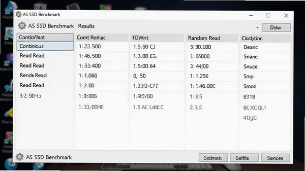 AS SSD Benchmark�������ͼ��չʾ���Խ���б�������Ϊ��ɫ�������棬����������ʾ������д�������д�Ȳ�����������רҵ��࣬��������Ϊ�������ڣ������黯����