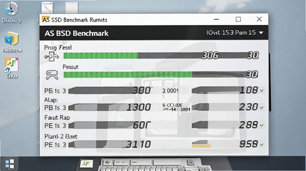 AS SSD Benchmark���в���ʱ�Ľ��棬��ʾ��������ʵʱ���ݣ�����Ϊ�������滷�����������ڸ�����ʾ��ͻ�����Թ��̺ͽ������