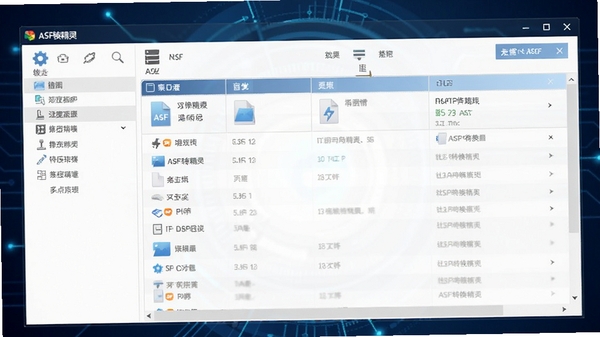 ASF转换精灵软件主界面预览图,展示简洁的工具布局与文件列表,背景为深蓝色科技感渐变