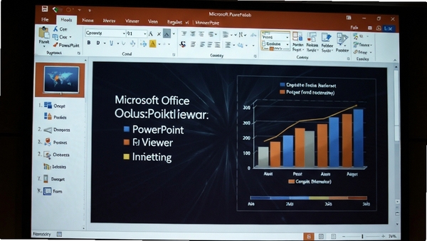 Microsoft Office PowerPoint Viewer正在放映幻灯片,画面显示清晰的文字和图表,背景为深色,突出放映效果