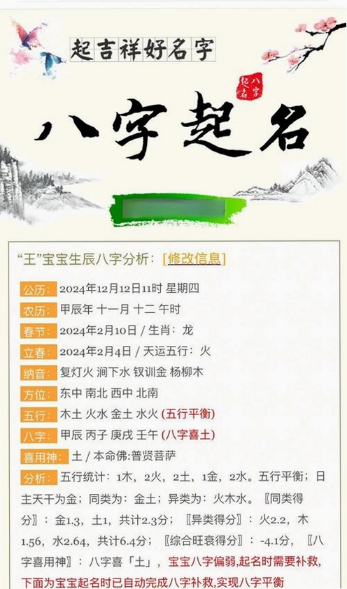 91宝宝八字取名运行截图