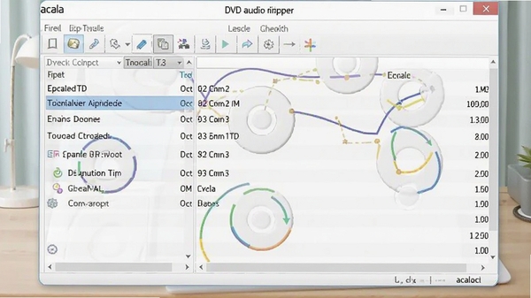 acala dvd audio ripper操作界面截图,展示简洁的工具栏与音轨列表,背景为浅色桌面,突出软件名称与友好界面,画面明亮清晰