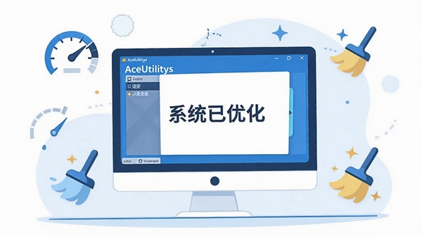 ����AceUtilities����ʹ�ó�������һ��ƽ�����ͼ��������һ̨������ʾ����չʾ��AceUtilities���Ż���ɽ��棬��ʾ��ϵͳ���Ż�����������Χ�����Ŵ����ٶ�������ͼ��Ԫ�أ�����ɫ��������Ϊ������������졣