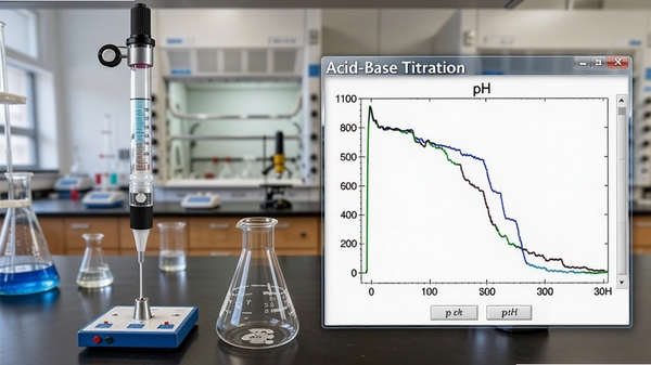 acid-base titration�����������ͼ��չʾ�ζ��ܡ�׶��ƿ��ʵʱpH���ߣ�����Ϊʵ���һ�����������дʵ����