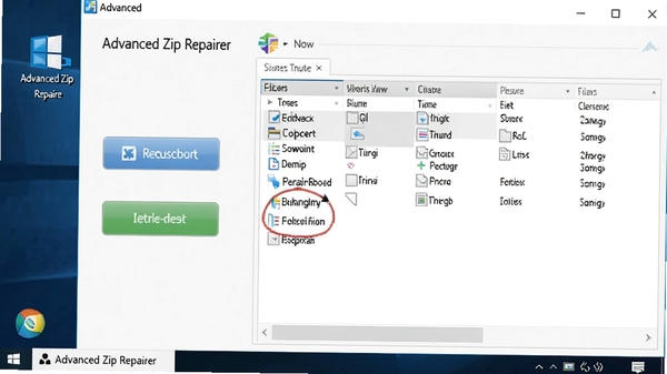 һ��չʾAdvanced Zip Repairer����������ĸ����ͼ������������ʾ�޸���ť���ļ��б�������Ϊ�ɾ���Windows���滷������������������ͻ��������רҵ����������