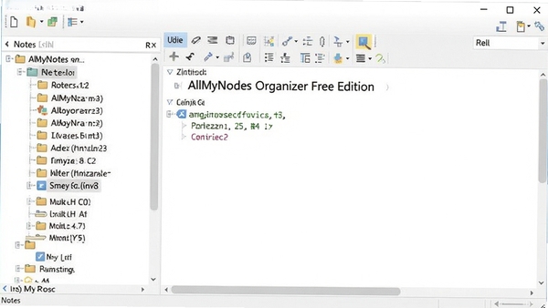 AllMyNotes Organizer Free Edition �������ͼ��չʾ������״�ʼ�Ŀ¼�ṹ���Ҳ�ıʼǱ༭���������������ˬ��࣬���ֺ�����ɫ�ʴ������ʣ��ܹ�����չʾ�����Ĺ��ܲ��ֺͲ����߼���