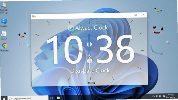 Alwact Clock桌面时钟软件主界面预览图,简洁风格,显示当前时间,背景为Windows桌面,画面干净明亮,数字清晰醒目,整体氛围轻松愉悦