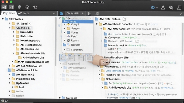 AM-Notebook Lite ��������״Ŀ¼�������ܽ��棬���㼶�������Ҳ���ʾ�ʼ����ݣ�������ק�����ļ���չʾ�������ʼǵĸ�Ч��