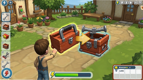 Merge Mansion ��Ϸ�ںϳɲ�����ͼ��չʾ��������϶�һ�������䵽��һ���������Ͻ��кϲ��������·��������������������������Ʒ������������Ϸ�е�ͥԺ��������������������ָʾ������ʾ����ͨ���