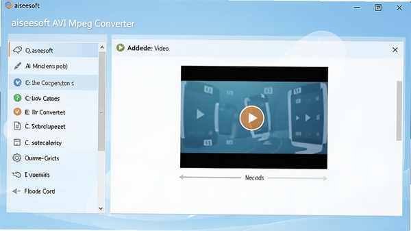Aiseesoft AVI Mpeg Converter�������ͼ��չʾ�����������֣����Ϊ�����б����Ҳ�Ϊ��Ƶ�������򣬱���Ϊ����ɫ���䣬�������ִ����������廭�ʡ�