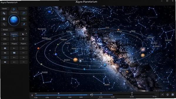 Asynx Planetarium����������Ԥ��ͼ��չʾ�ǿ�ģ�ⳡ���������������ߡ��������Ʊ�ǩ�����ǹ�������沼������������Ϊ�������ɫҹ�գ����������������뷱�ǣ�����п�����壬�ײ���ʱ���ᣬ������дʵ�Ҹ��пƼ���