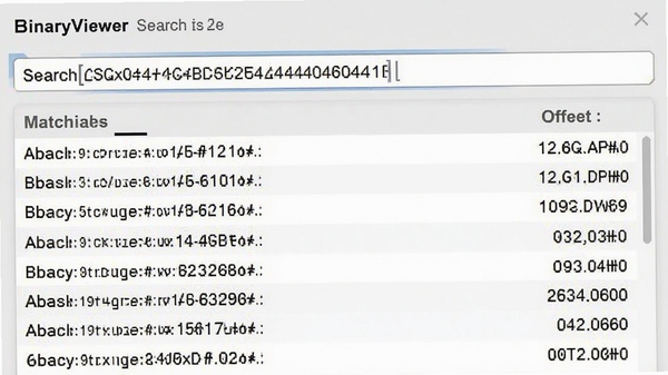 BinaryViewer��������ʹ�ý�ͼ��������������ʮ�������ַ������·��г�����ƥ������ƫ����������Ϊǳ��ɫ����