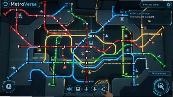 MetroVerse��Ϸ�����ͼ��չʾ���ӵĵ�����·ͼ����ͬ��ɫ����·������������ڹ滮·�ߣ��������г�ͼ����¼���ʾ��UI��ƿƻø�ǿ��������Ϸʵ������